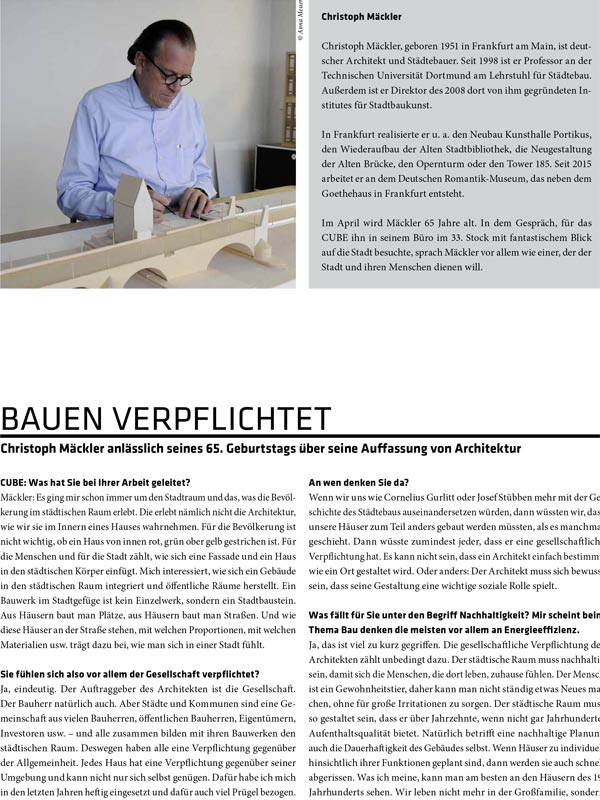 11Interview mit dem Architekten Christoph Mäckler - Bild aus dem Magazin